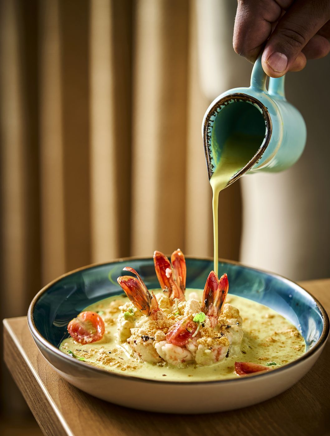 Mustard spiked prawns